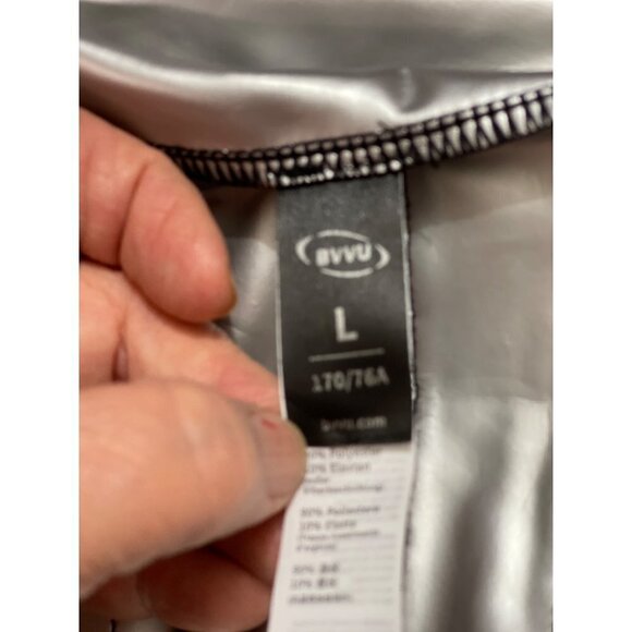 BVVU Womens High-Waisted Sauna Pants Large Black Silver Workout Fat-Burner NWT - Picture 13 of 16